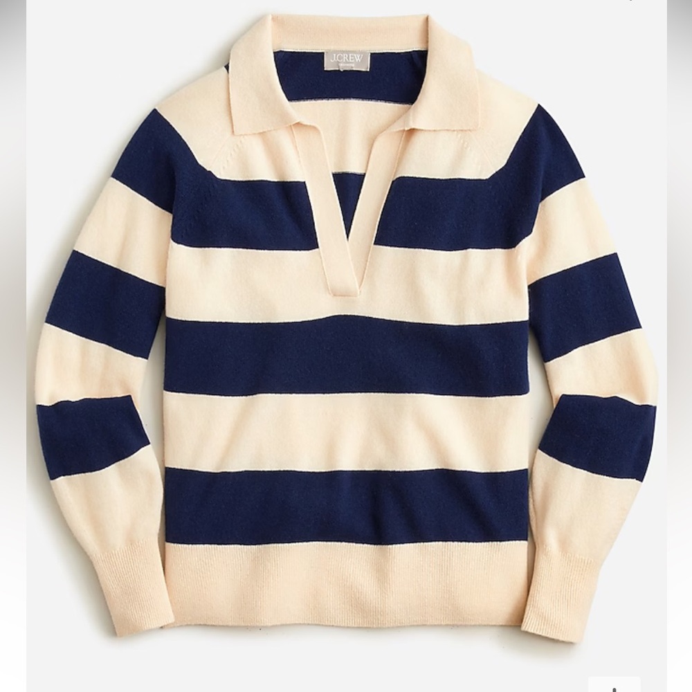 J Crew Cashmere rugby collared sweater